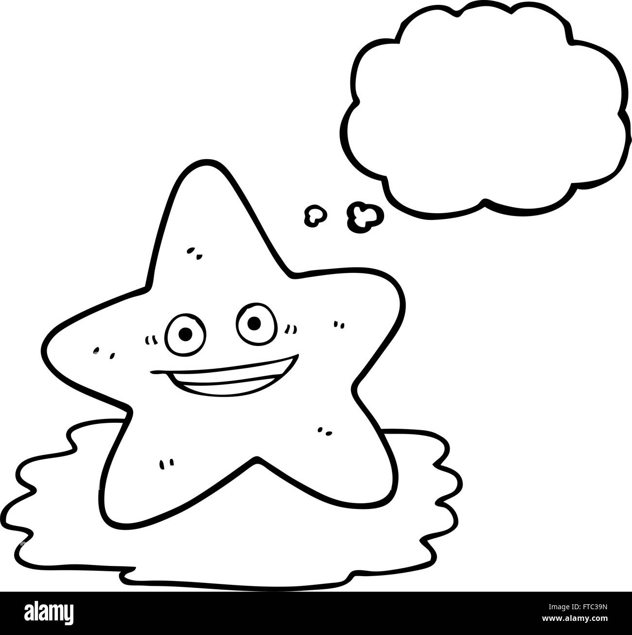 black and white cartoon starfish