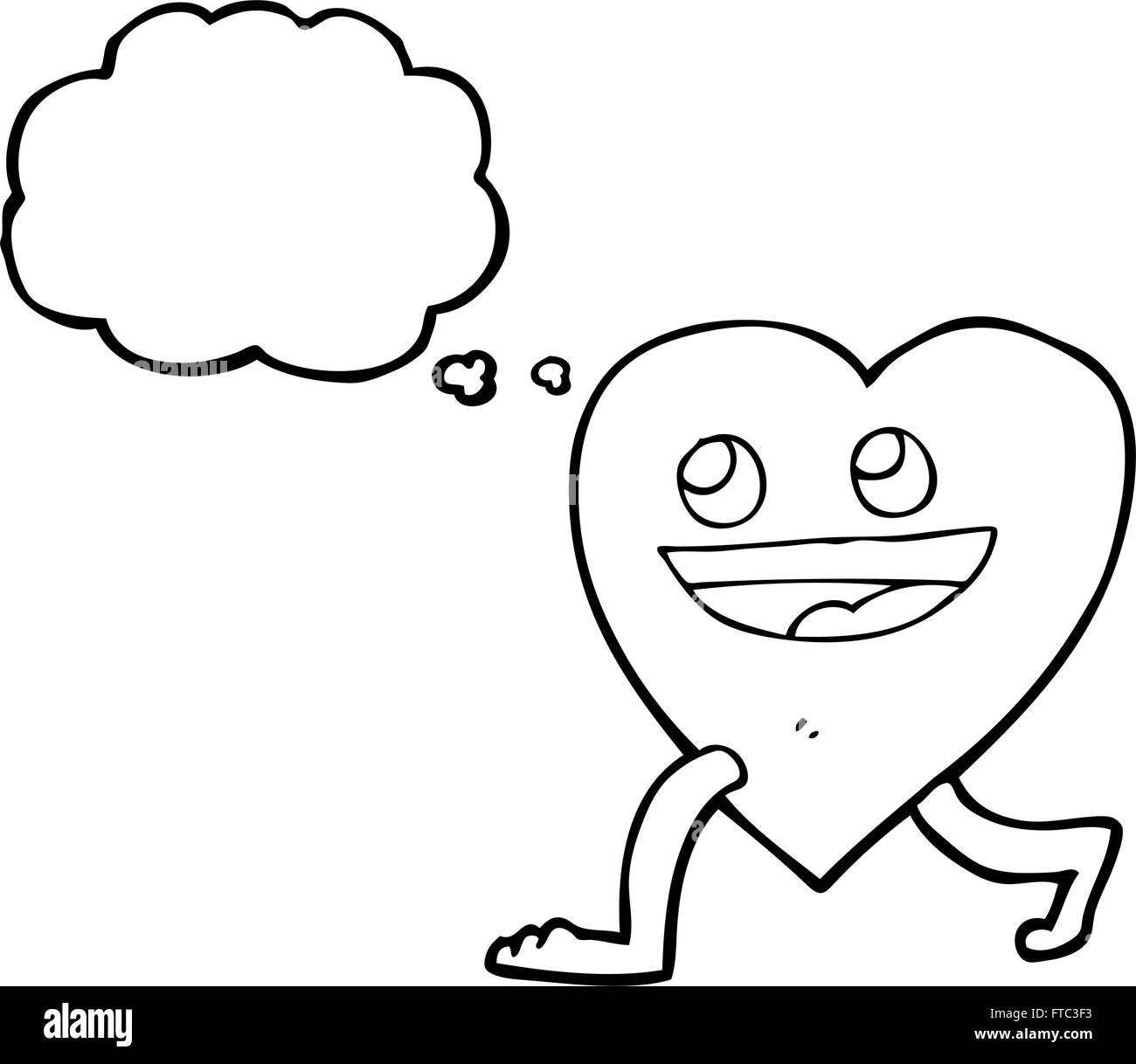 freehand drawn thought bubble cartoon walking heart Stock Vector Image ...