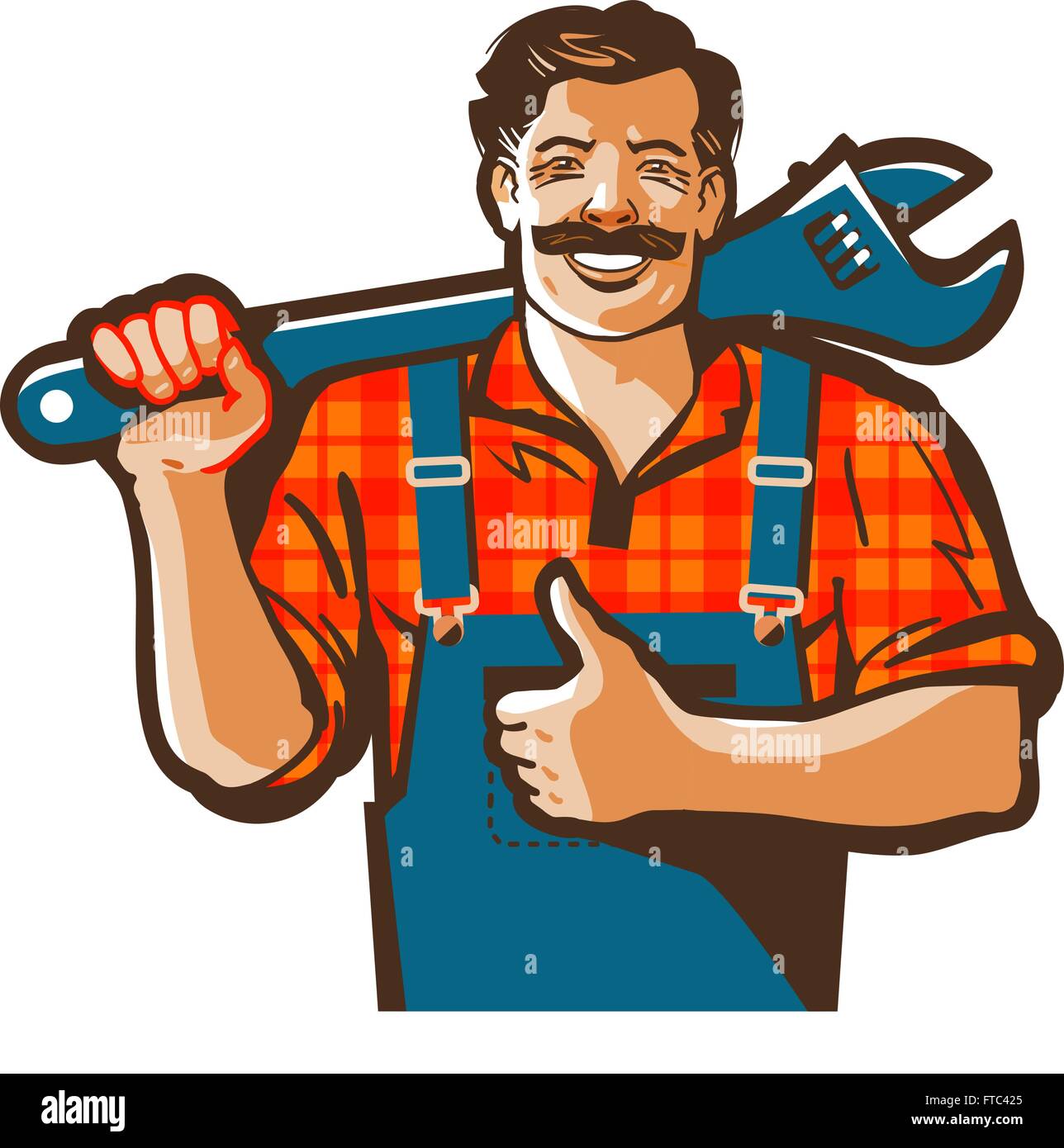 plumbing services vector logo. plumber worker or repair icon Stock Vector