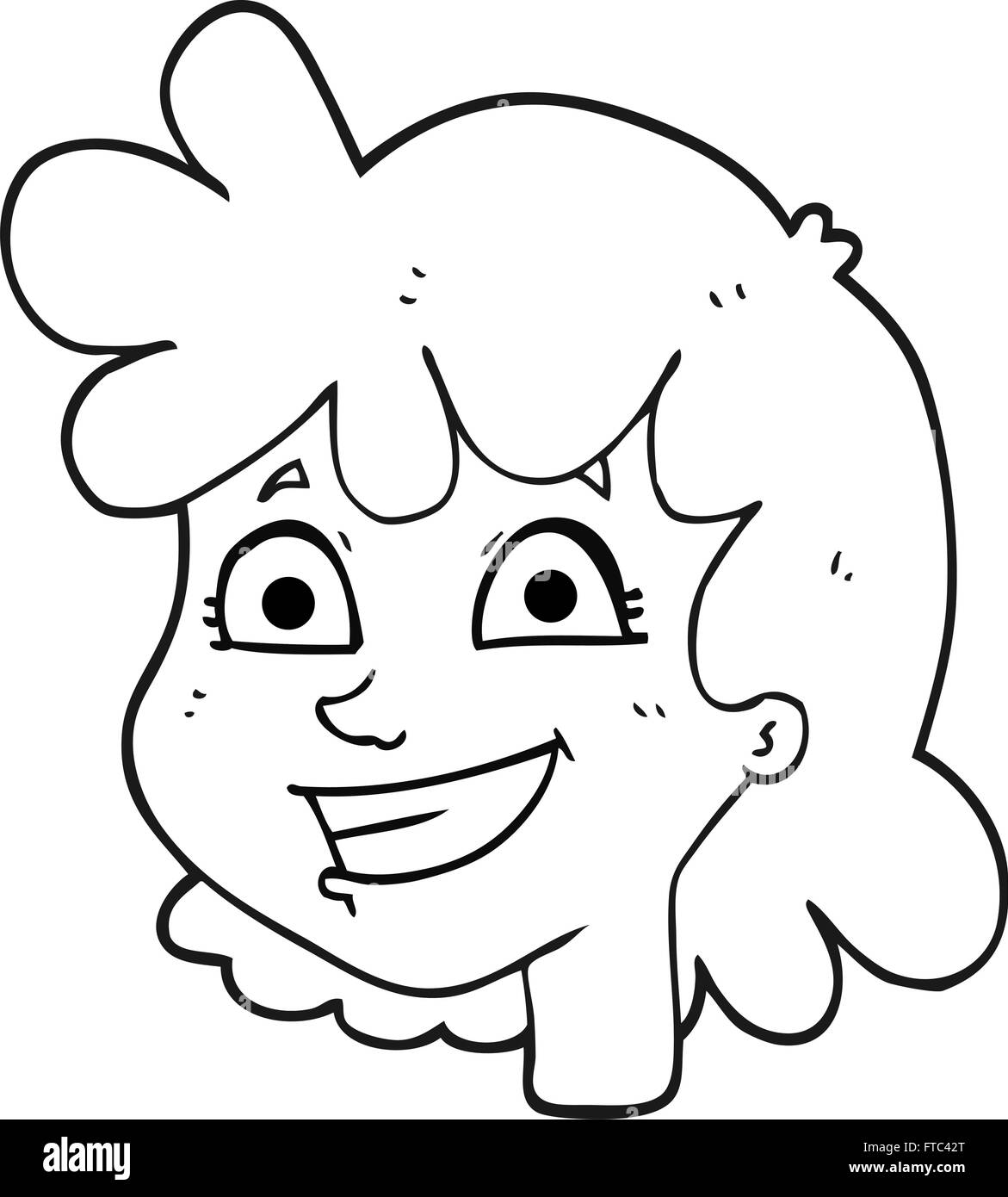 freehand drawn black and white cartoon female face Stock Vector Image ...