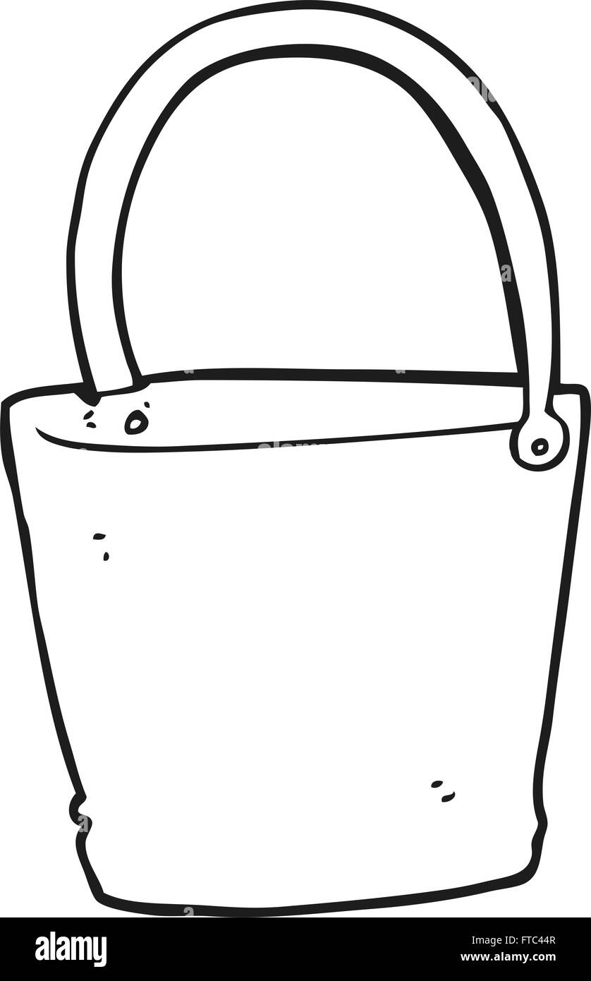 freehand drawn black and white cartoon bucket Stock Vector