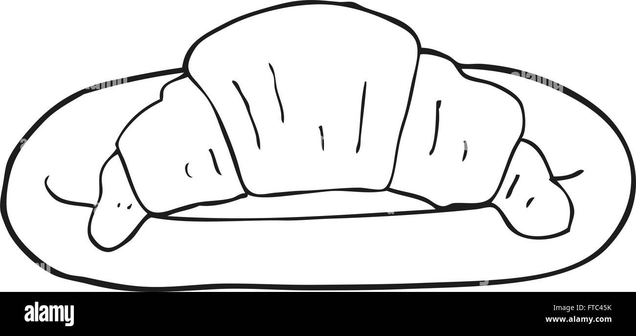 freehand drawn black and white cartoon croissant Stock Vector Image ...