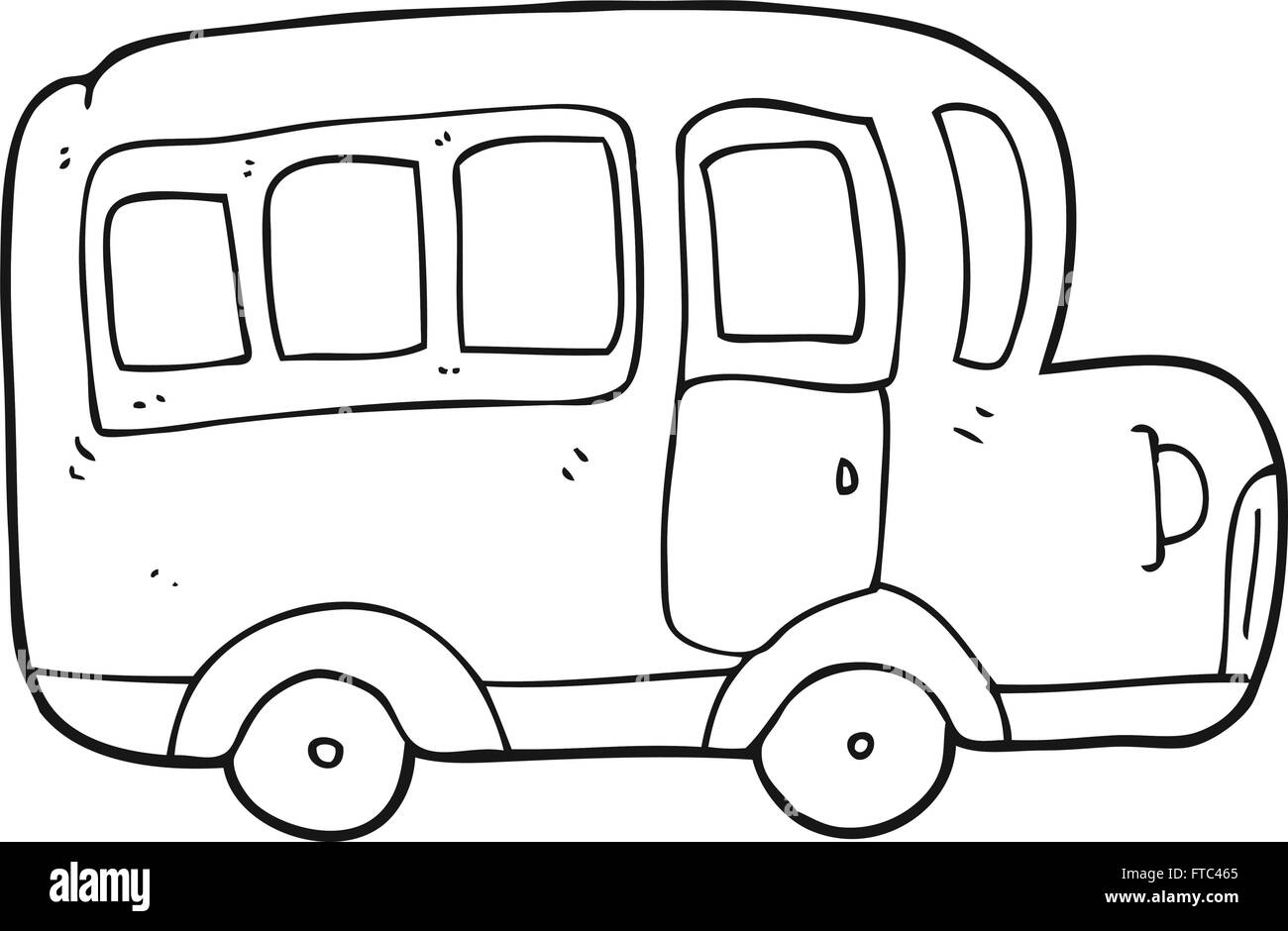 freehand drawn black and white cartoon yellow school bus Stock Vector