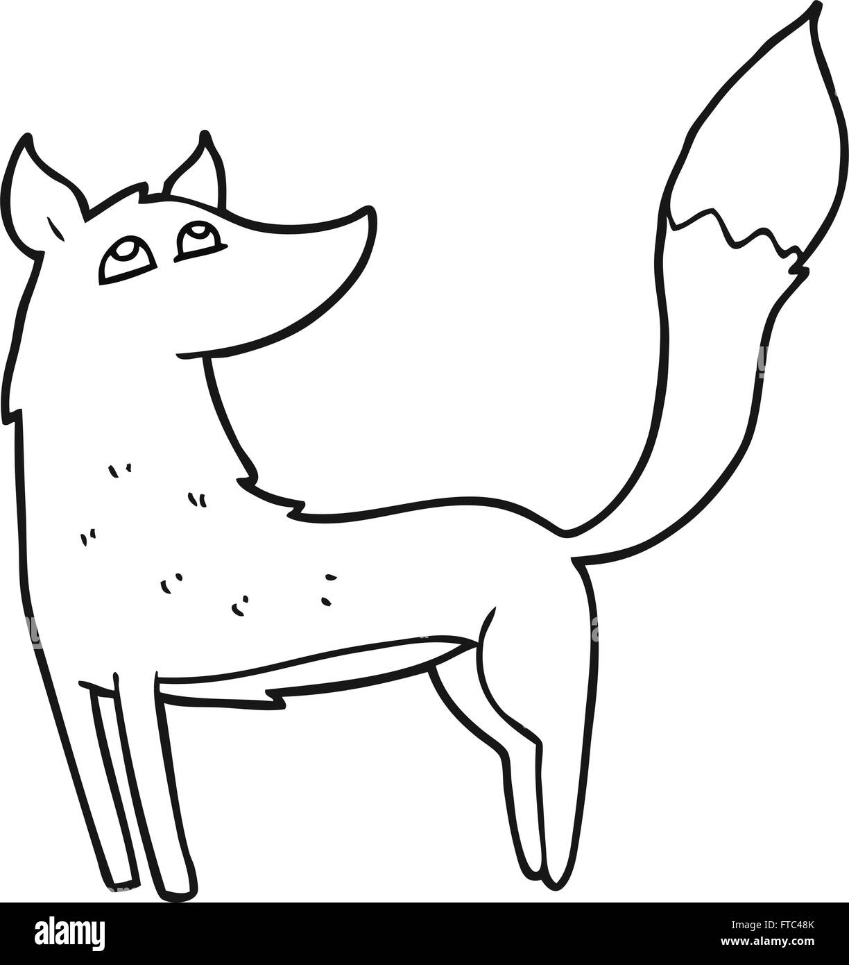 freehand drawn black and white cartoon wolf Stock Vector Image & Art