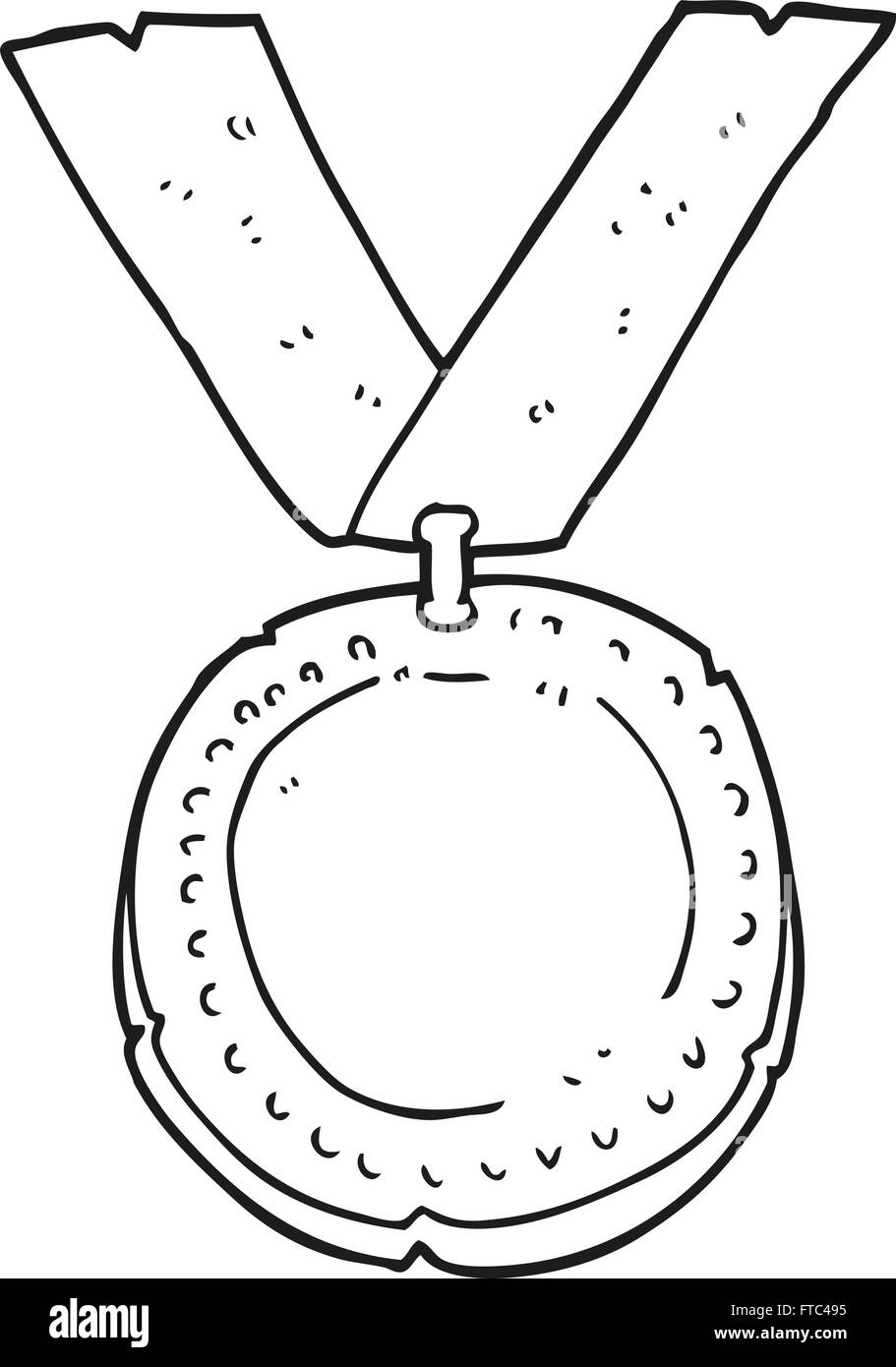 freehand drawn black and white cartoon medal Stock Vector