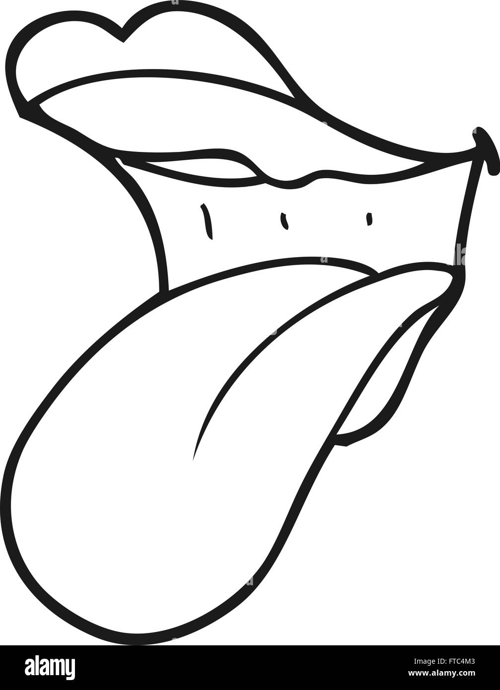 freehand drawn black and white cartoon mouth sticking out tongue Stock ...