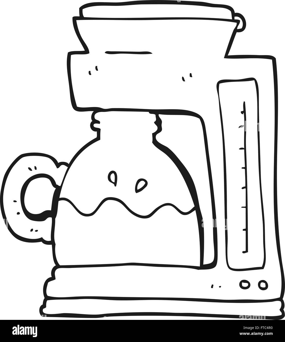 Freehand Drawn Black And White Cartoon Coffee Filter Machine Freehand Drawn Black And White Cartoon Coffee Filter Machine