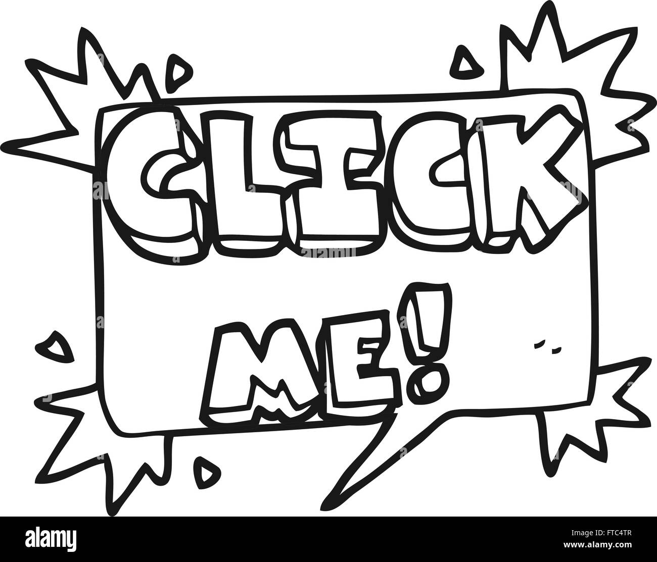freehand drawn black and white cartoon click me symbol Stock Vector ...