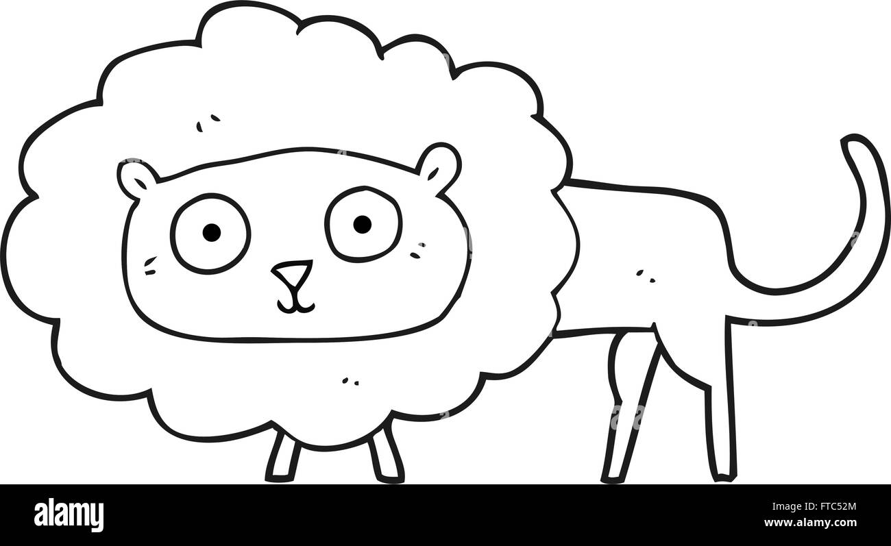 freehand drawn black and white cartoon lion Stock Vector Image & Art Alamy