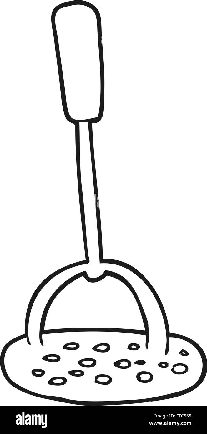 freehand drawn black and white cartoon potato masher Stock Vector Image