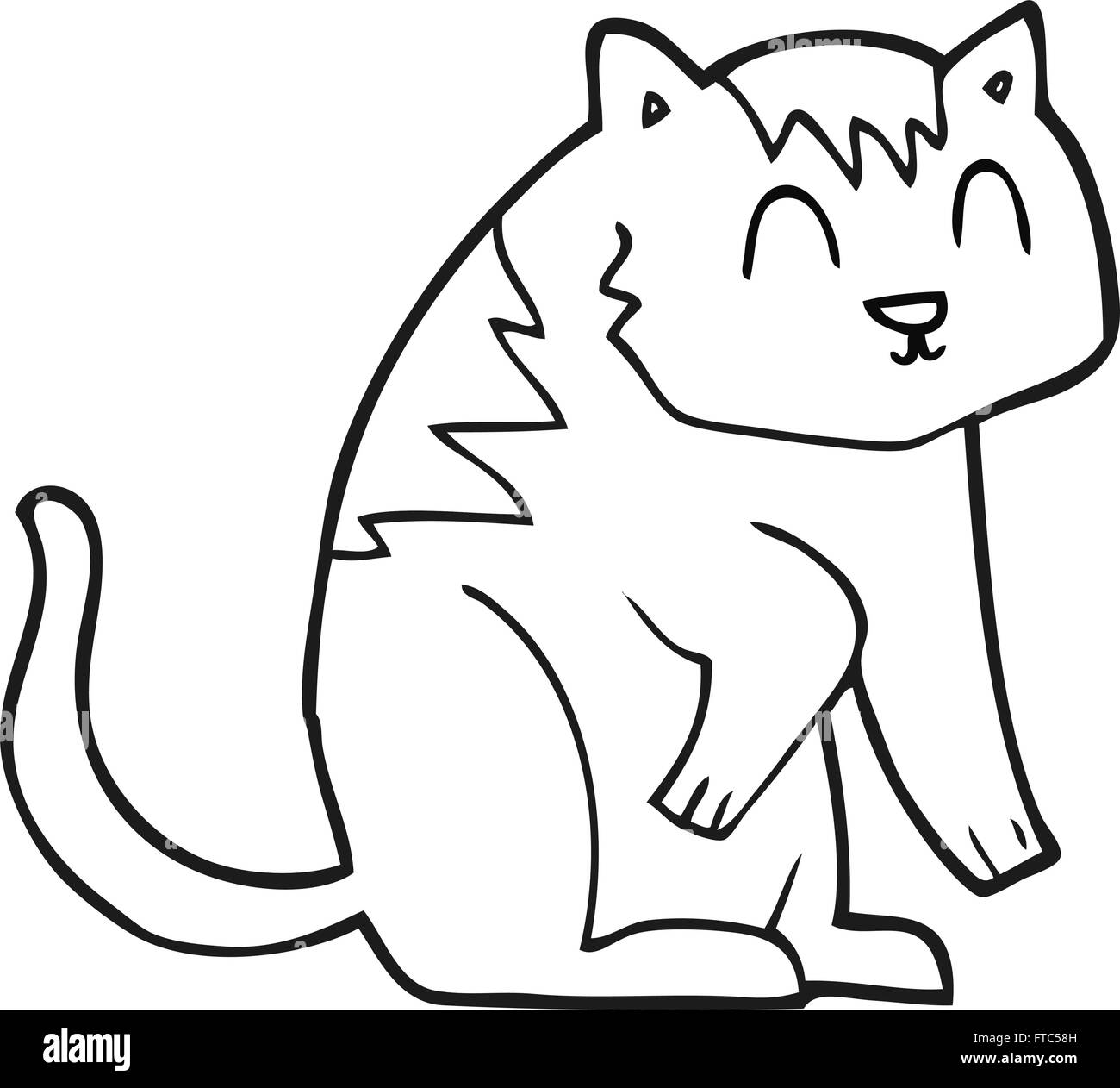 freehand drawn black and white cartoon cat Stock Vector Image & Art Alamy