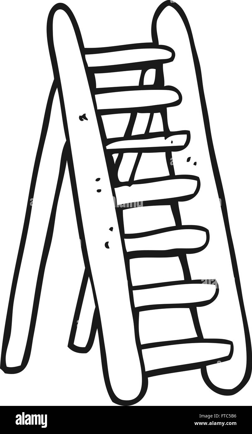freehand drawn black and white cartoon ladder Stock Vector