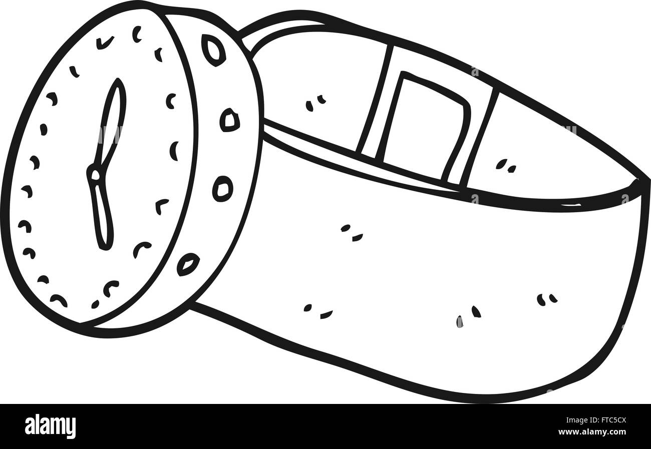 freehand drawn black and white cartoon wrist watch Stock Vector Image