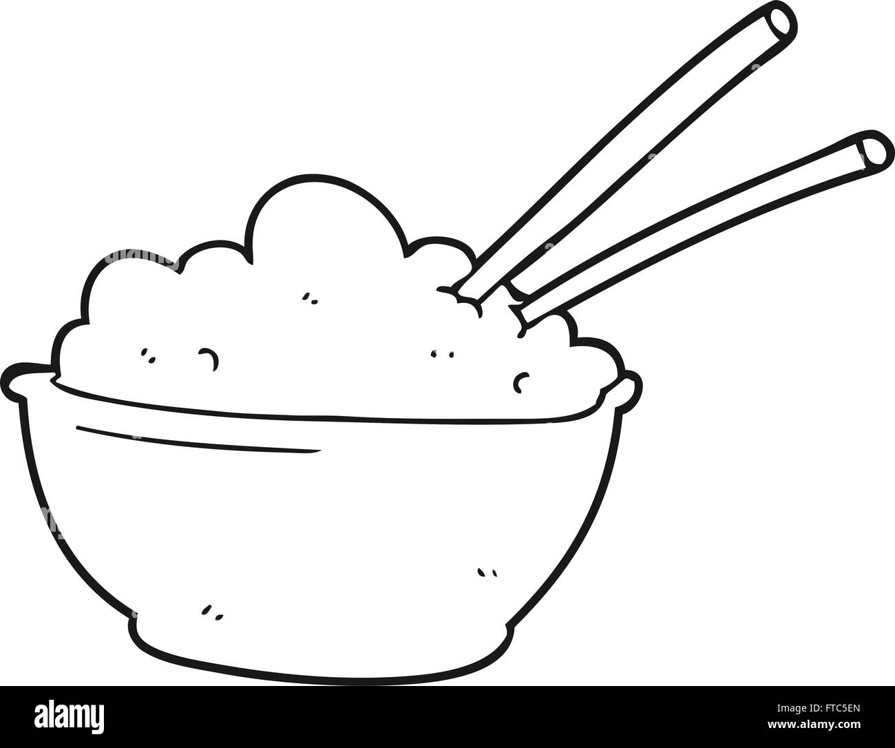 freehand drawn black and white cartoon bowl of rice Stock Vector Image