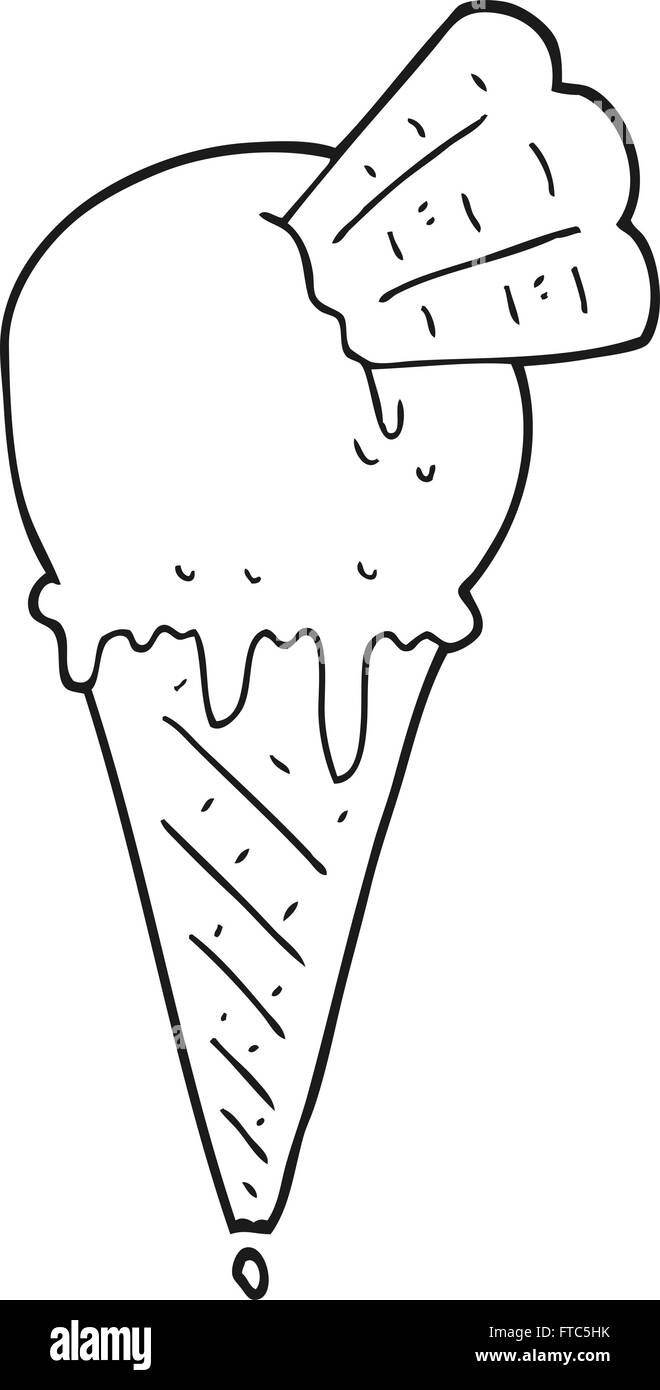 freehand drawn black and white cartoon ice cream cone Stock Vector ...