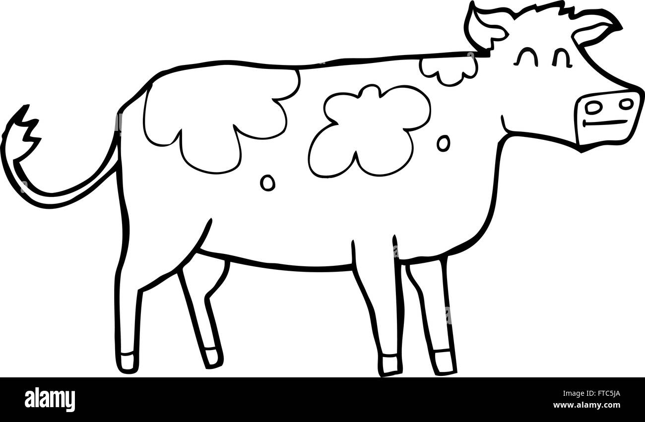 freehand drawn black and white cartoon cow Stock Vector Image &amp; Art - Alamy