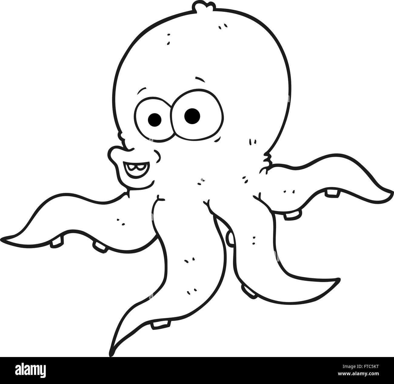 freehand drawn black and white cartoon octopus Stock Vector Image & Art -  Alamy