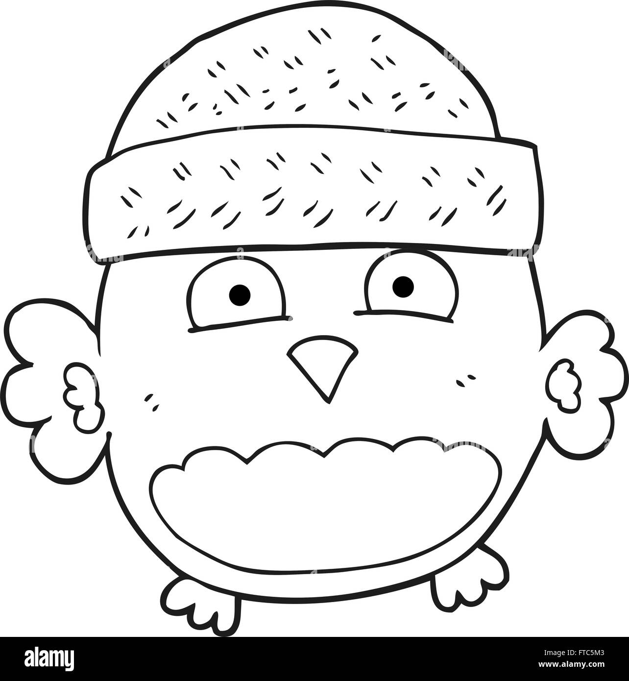 freehand drawn black and white cartoon cute owl Stock Vector Image