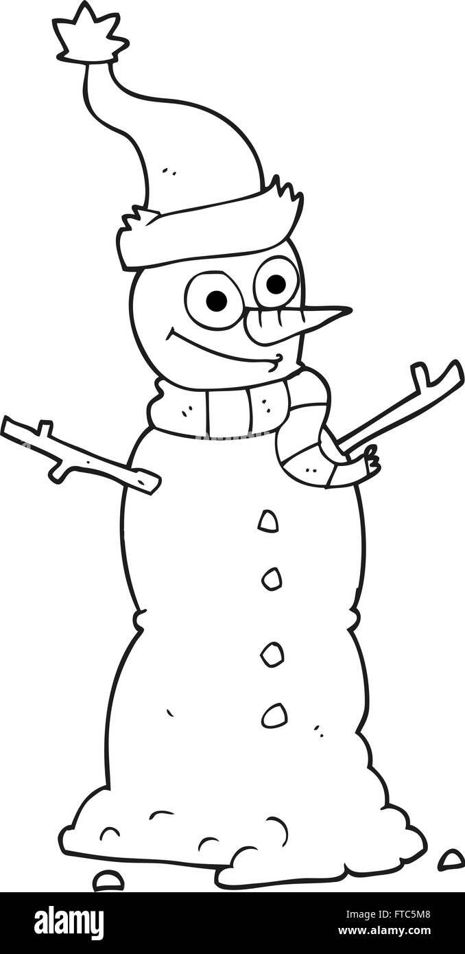 freehand drawn black and white cartoon snowman Stock Vector Image & Art ...