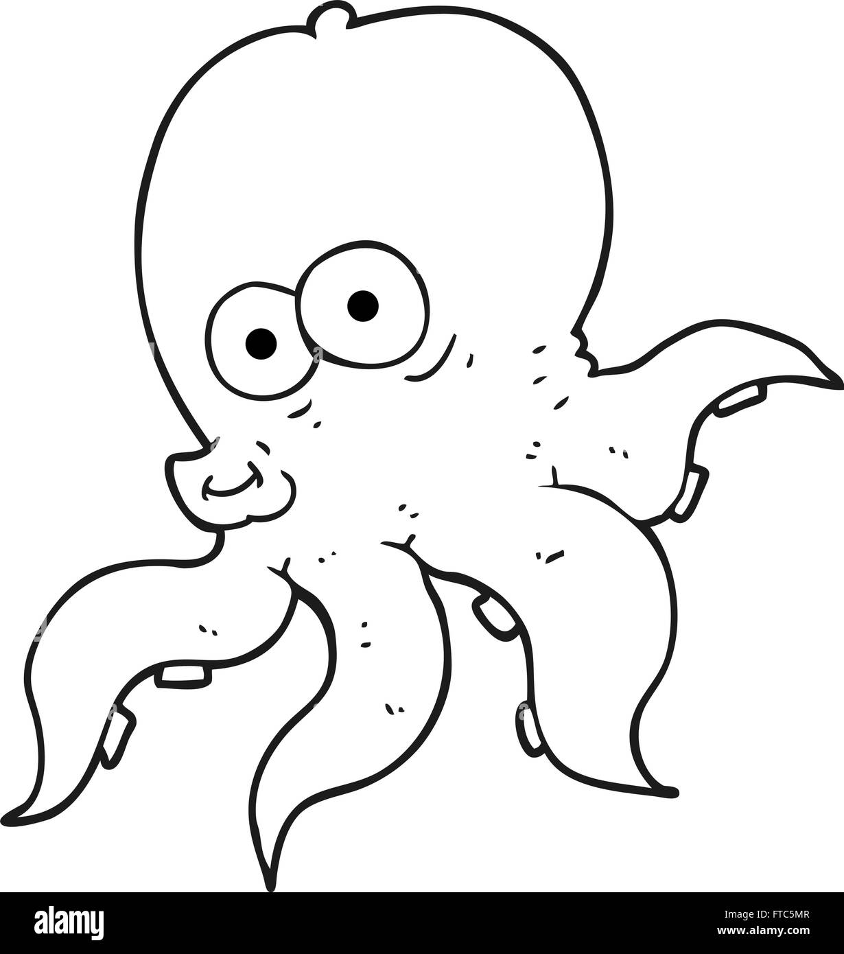 freehand drawn black and white cartoon octopus Stock Vector Image &amp; Art ...