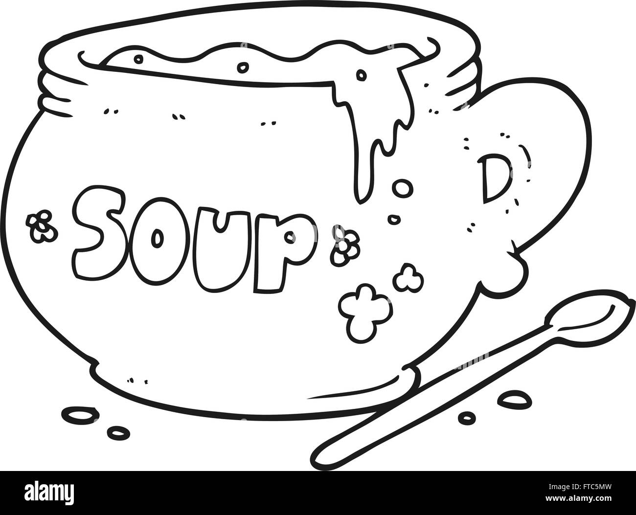 freehand drawn black and white cartoon bowl of soup Stock Vector Image &  Art - Alamy