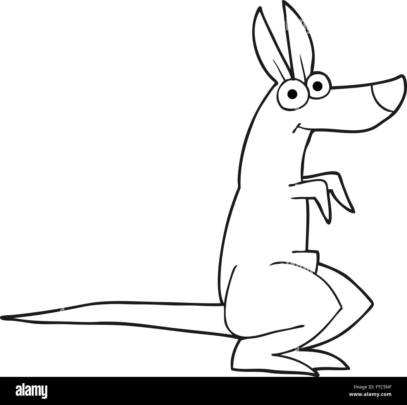 freehand drawn black and white cartoon kangaroo Stock Vector Image