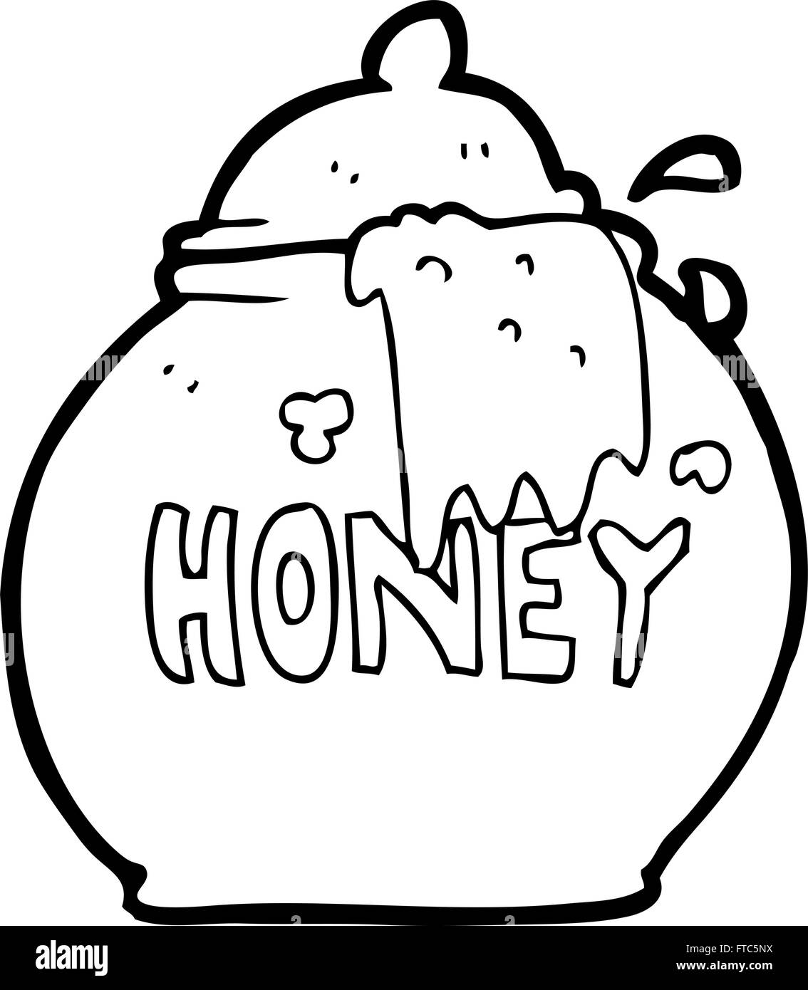 freehand drawn black and white cartoon honey pot Stock Vector Image & Art -  Alamy