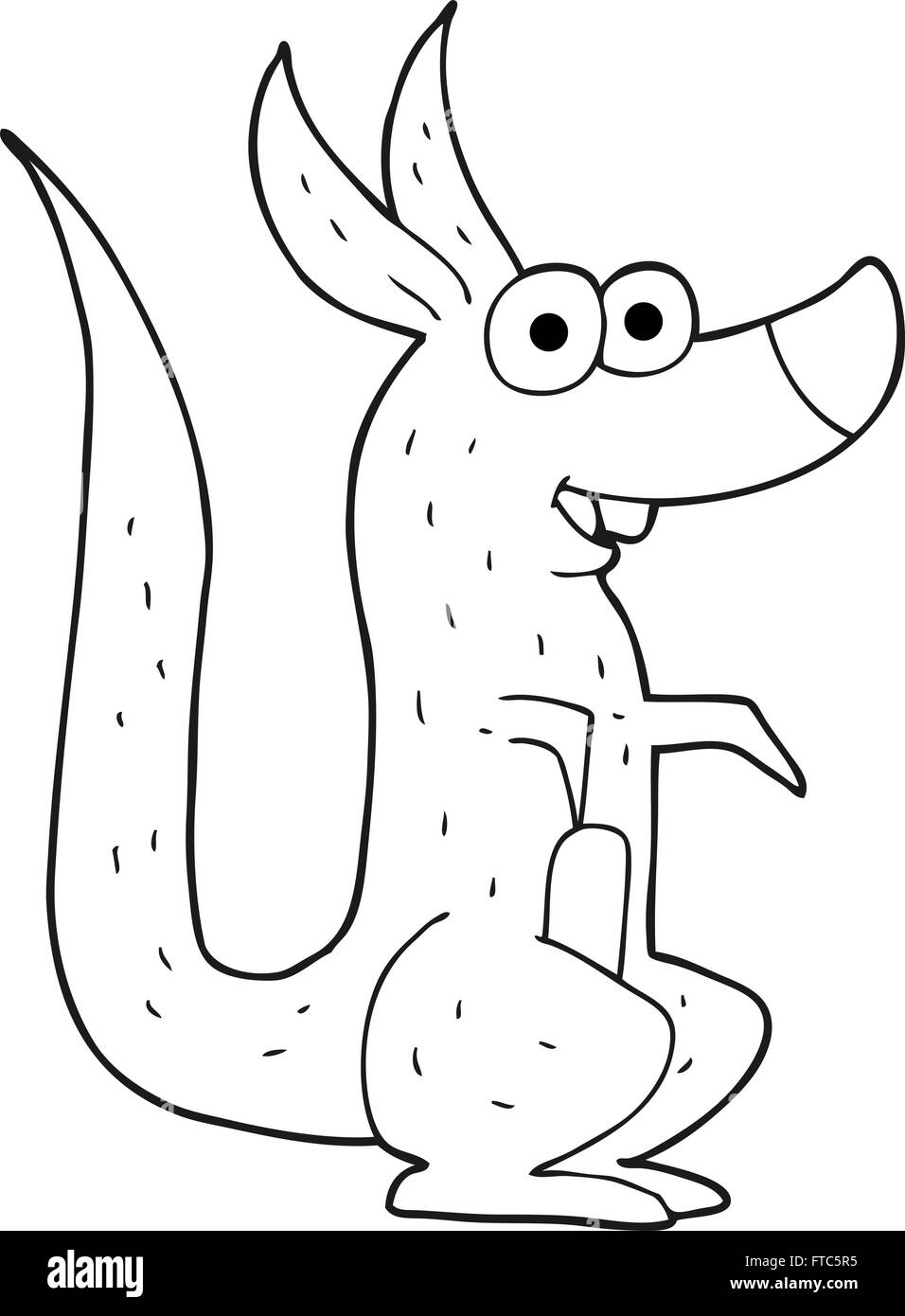 freehand drawn black and white cartoon kangaroo Stock Vector Image