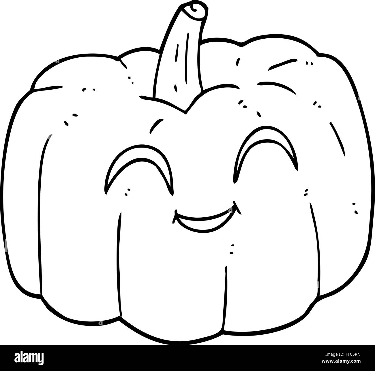 freehand drawn black and white cartoon halloween pumpkin Stock Vector ...