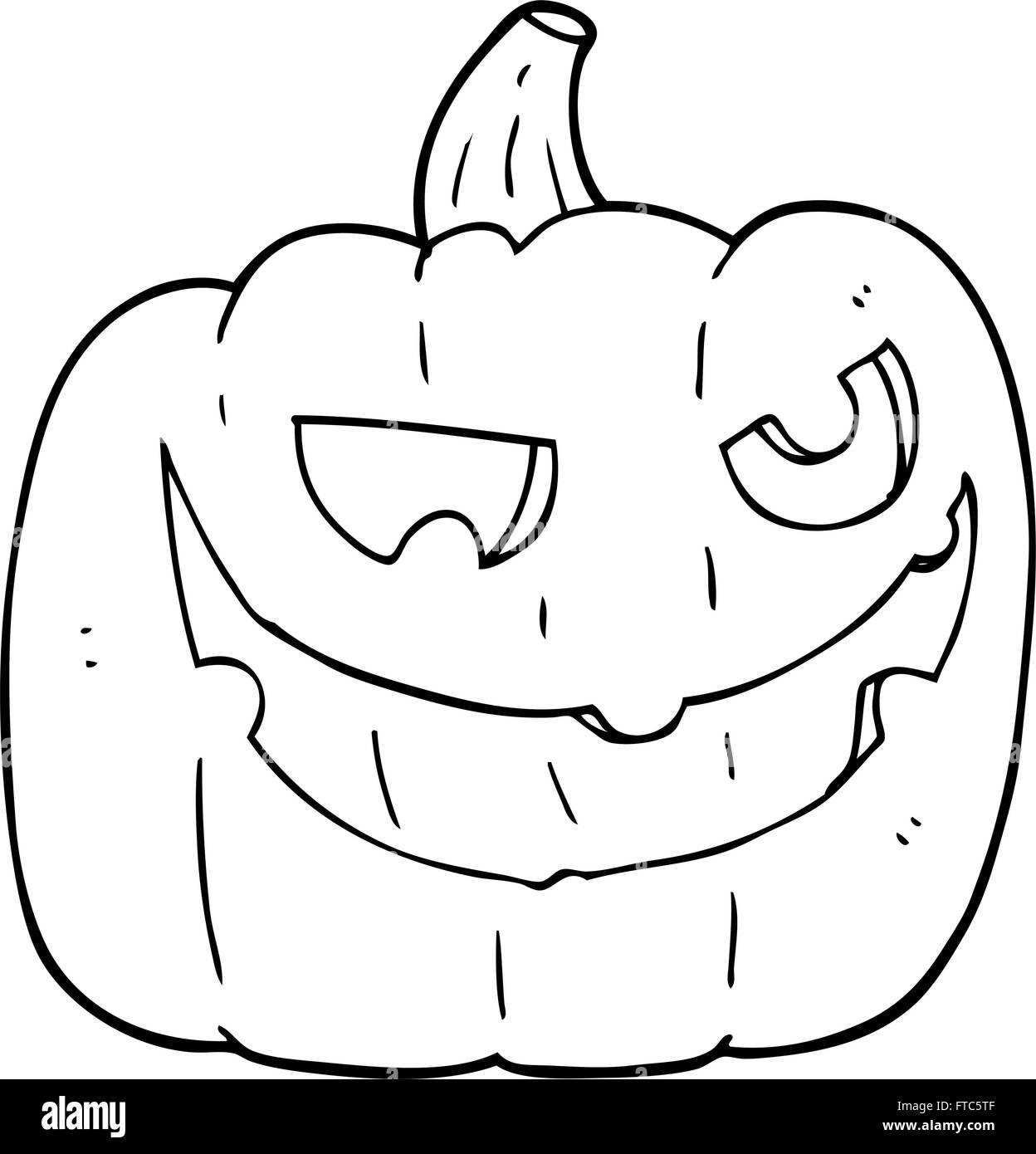 freehand drawn black and white cartoon halloween pumpkin Stock Vector ...