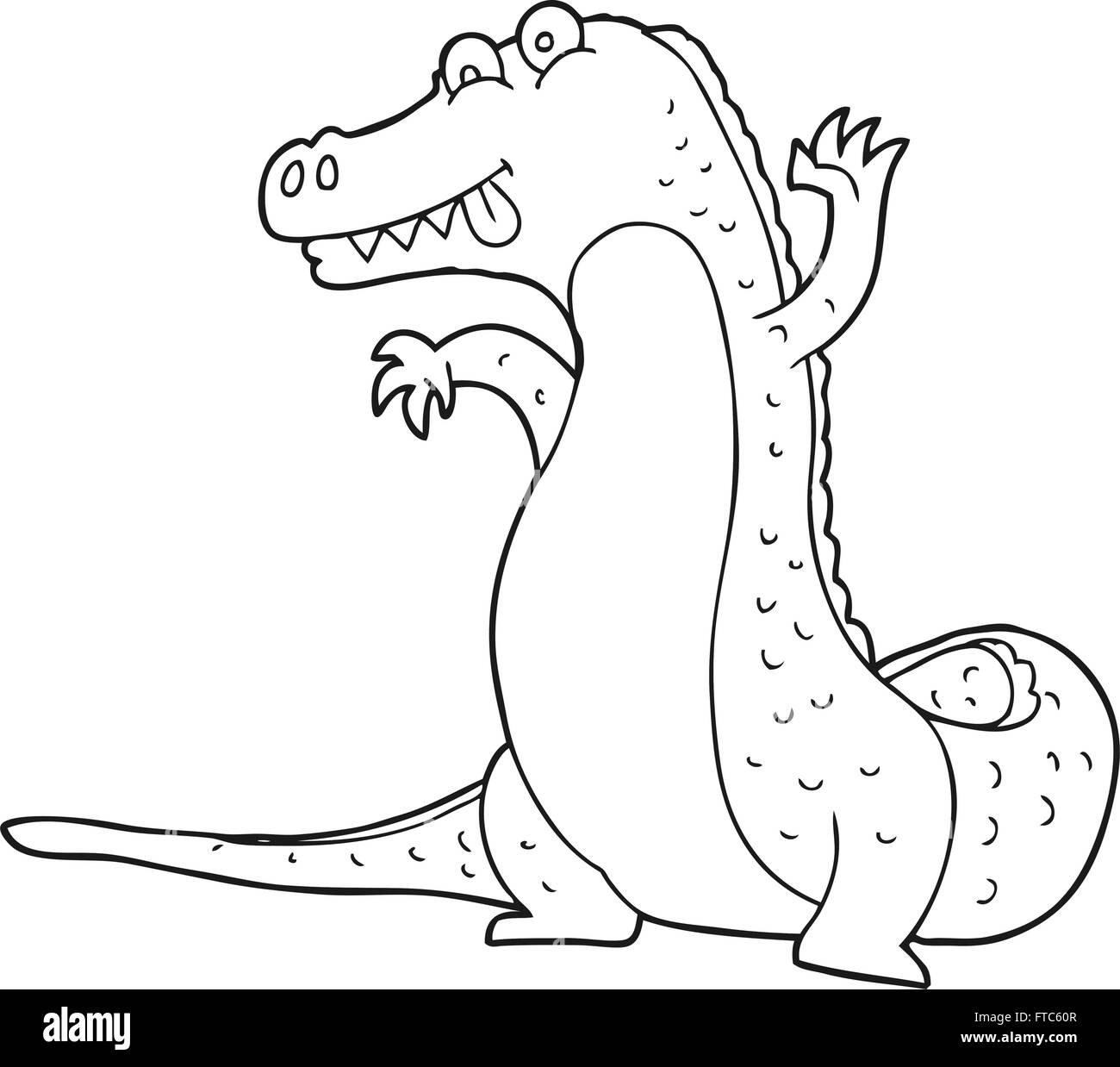 freehand drawn black and white cartoon crocodile Stock Vector Image & Art -  Alamy