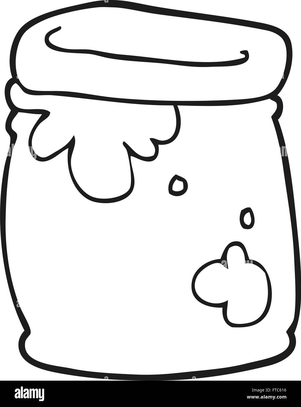 freehand drawn black and white cartoon jar of jam Stock Vector Image
