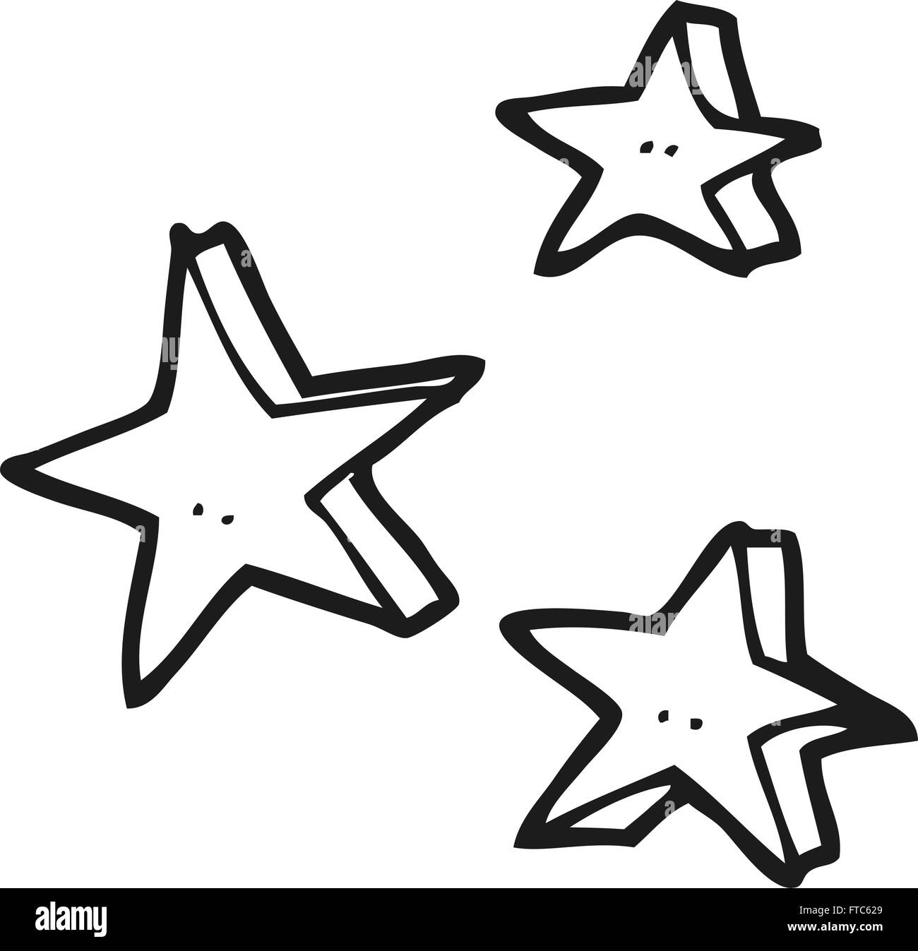 freehand drawn black and white cartoon decorative doodle stars Stock ...