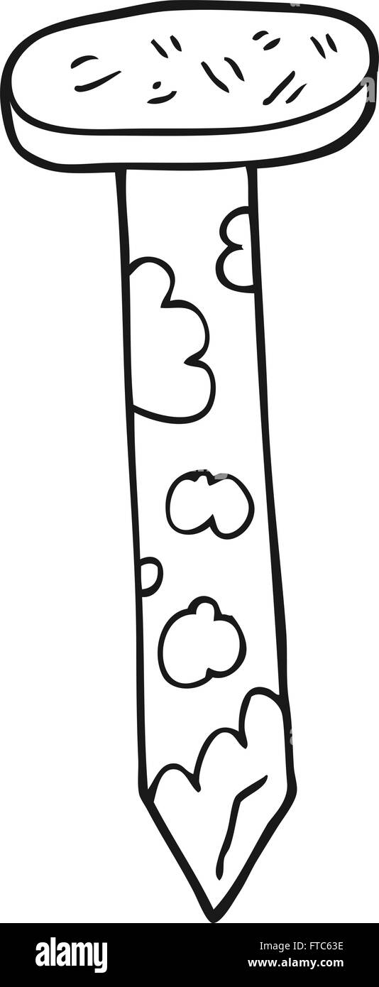 freehand drawn black and white cartoon rusty nail Stock Vector Image