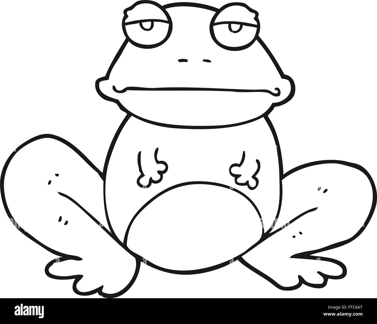 freehand drawn black and white cartoon frog Stock Vector