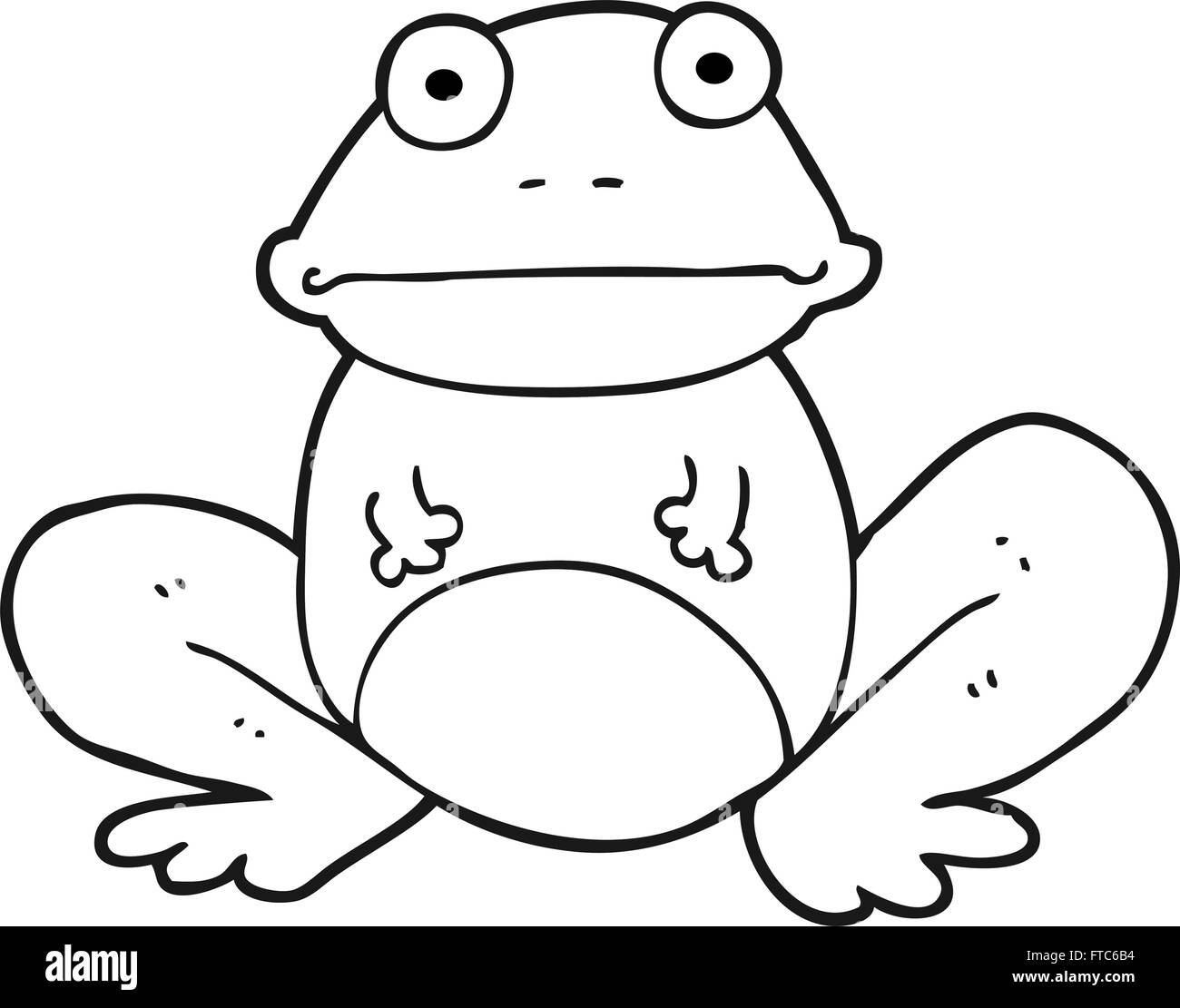 freehand drawn black and white cartoon frog Stock Vector