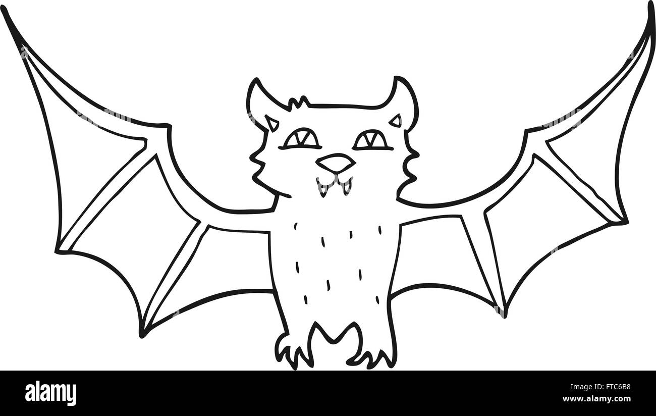 freehand drawn black and white cartoon halloween bat Stock Vector Image ...