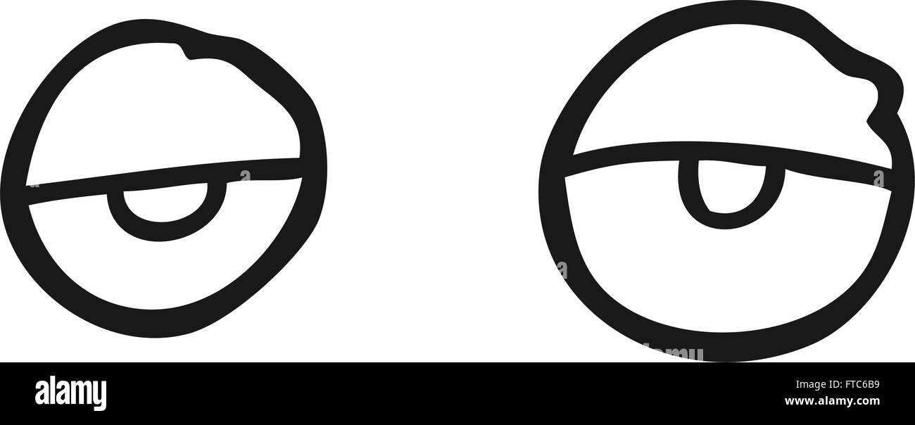 freehand drawn black and white cartoon tired eyes Stock Vector Image