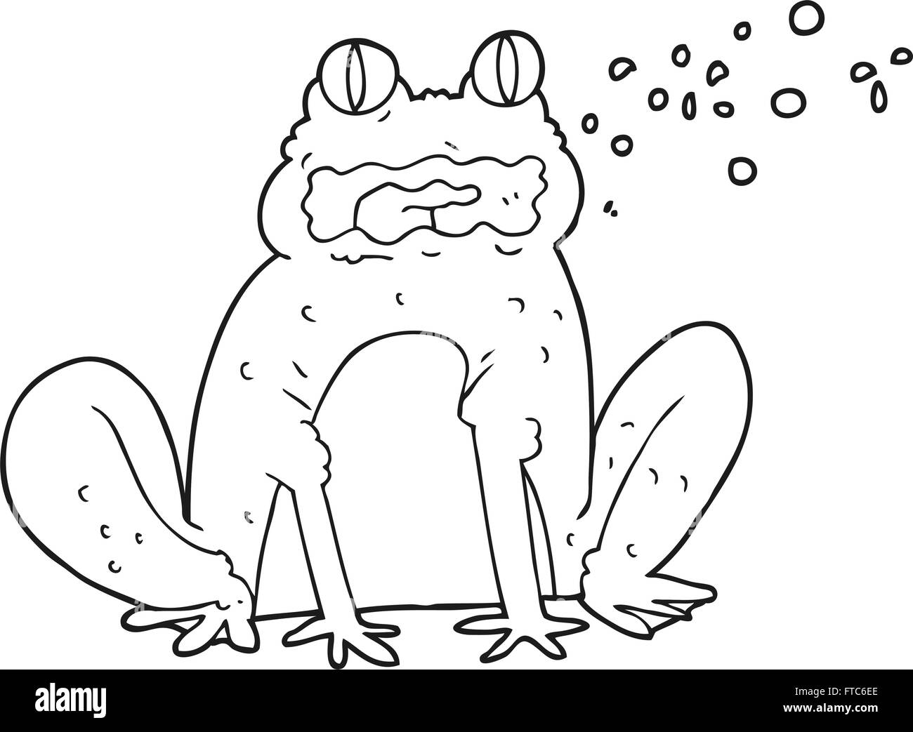 freehand drawn black and white cartoon burping frog Stock Vector