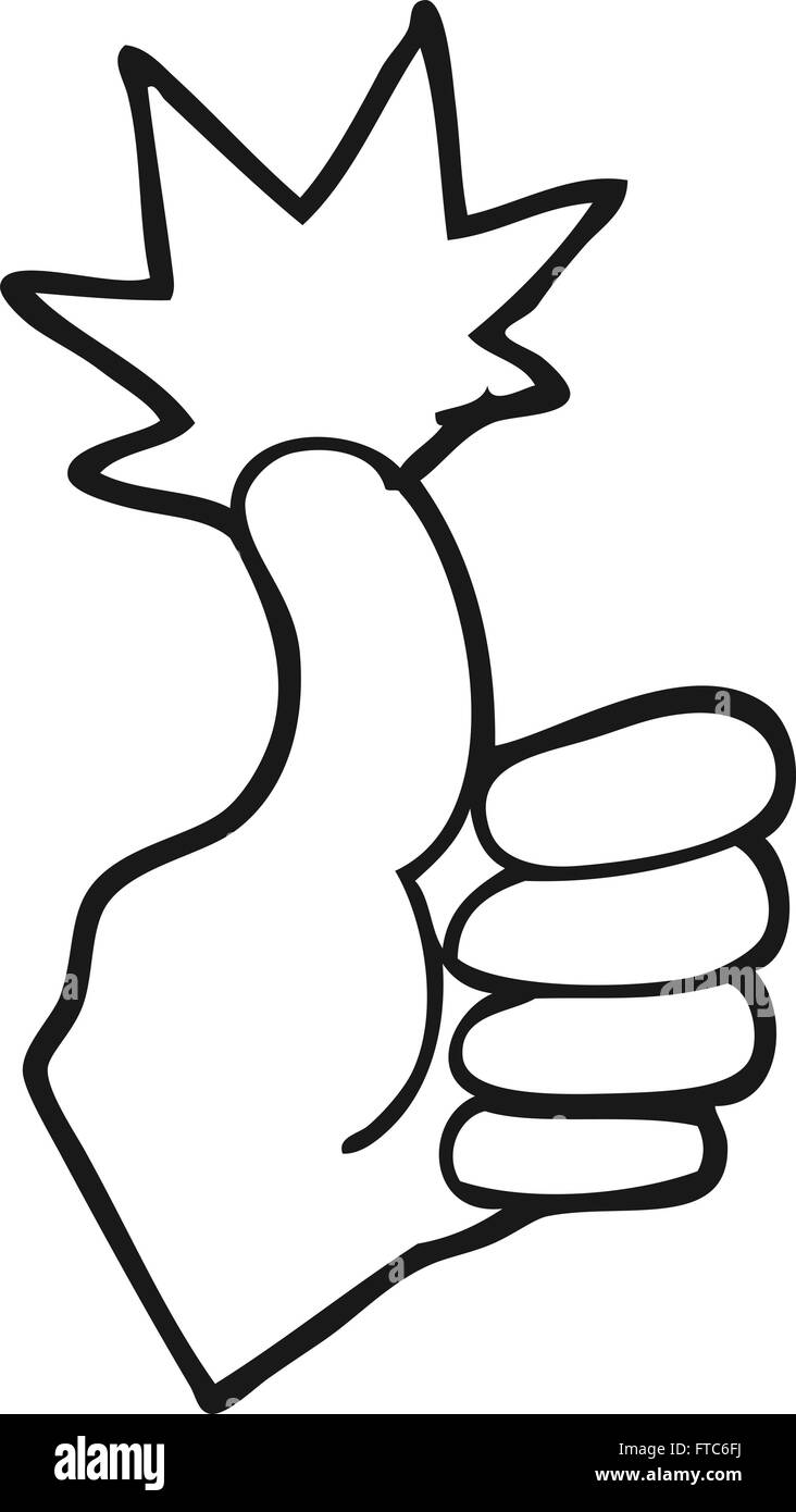freehand drawn black and white cartoon thumbs up Stock Vector Image