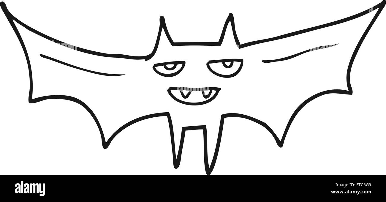 freehand drawn black and white cartoon halloween bat Stock Vector Image ...