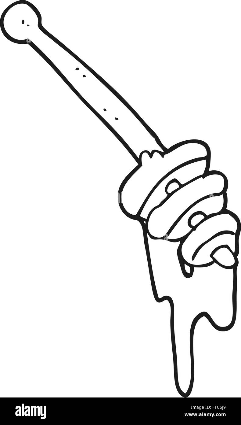 freehand drawn black and white cartoon honey dipper Stock Vector Image