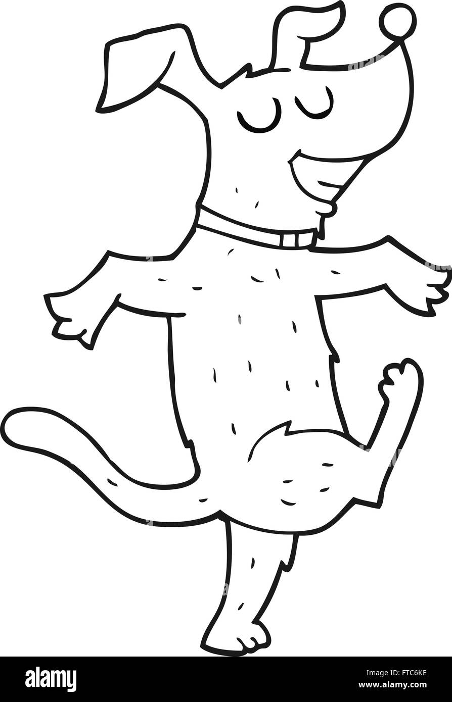 Freehand Drawn Black And White Cartoon Dancing Dog Stock Vector Image 