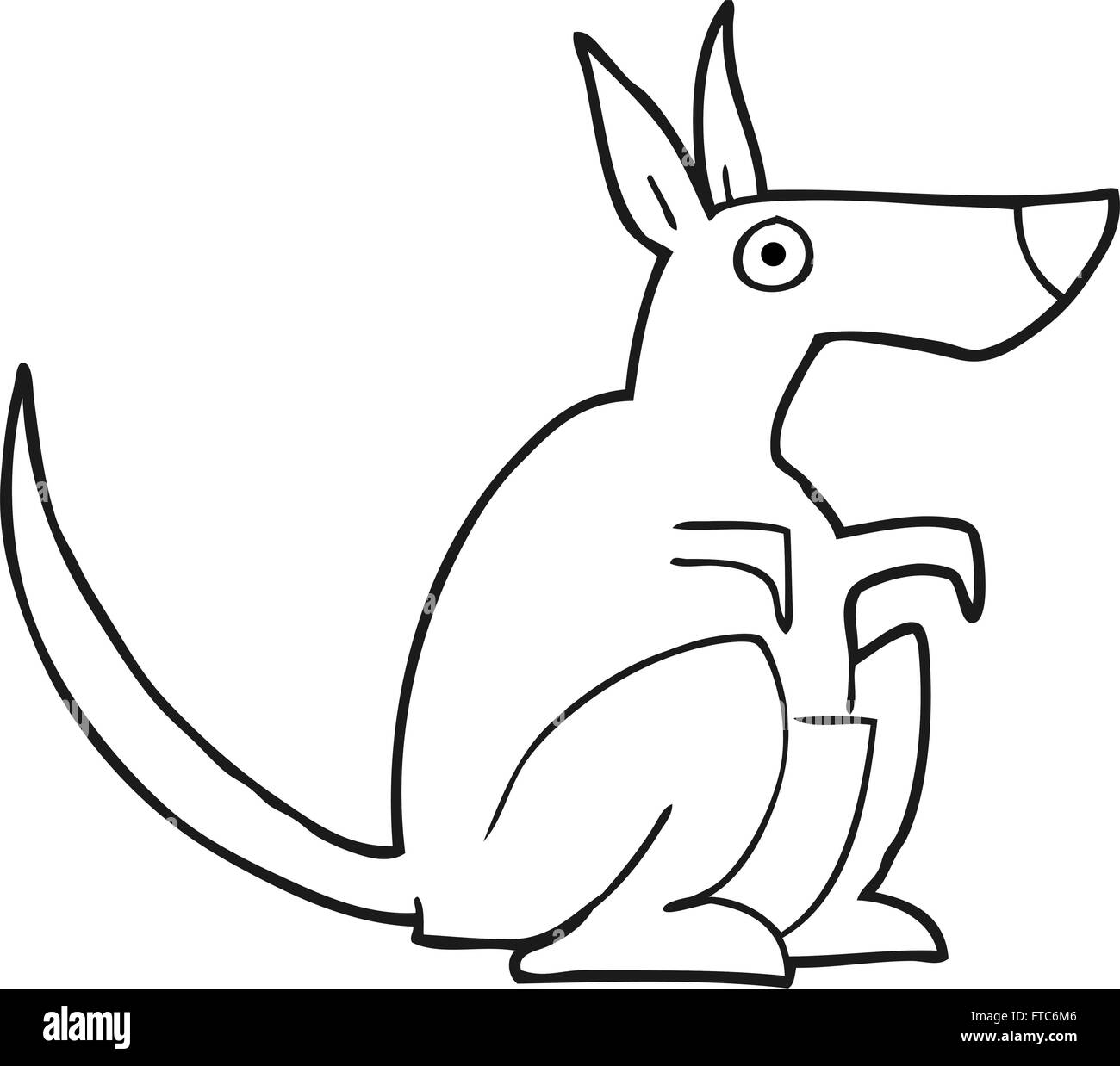 freehand drawn black and white cartoon kangaroo Stock Vector Image