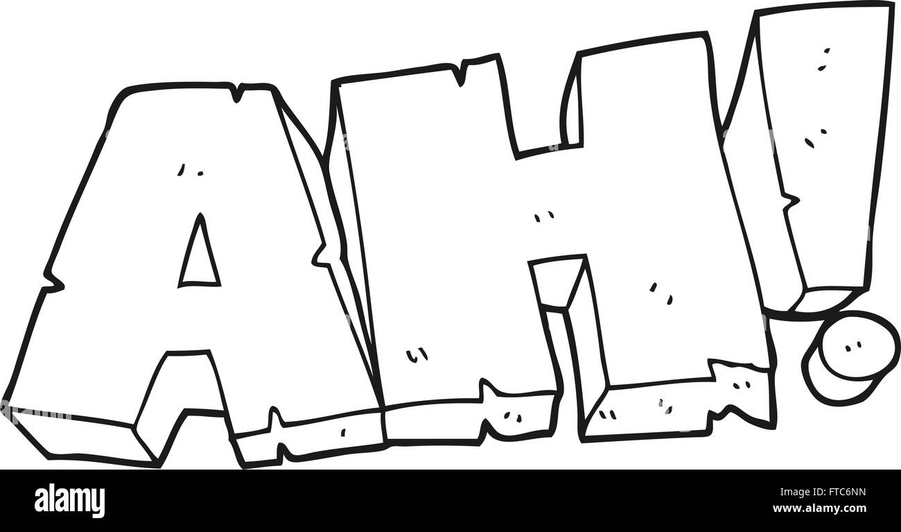 freehand drawn black and white cartoon AH! shout Stock Vector Image ...