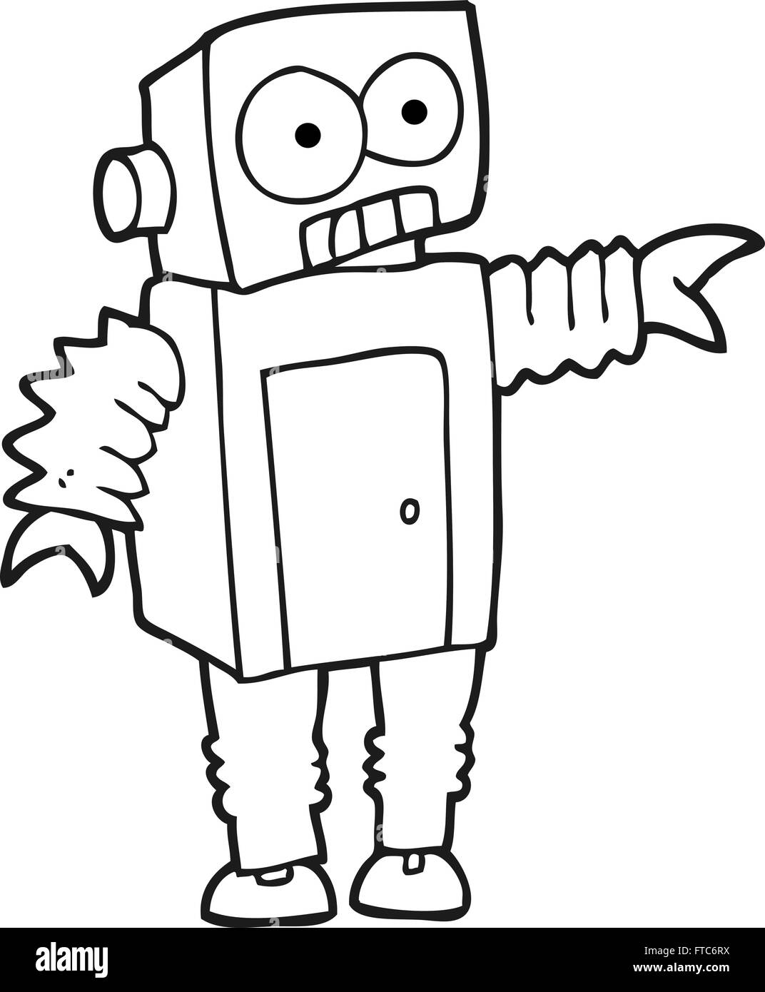 Robot, Páginas Para Colorear En Blanco Y Negro Para Niños, Líneas Simples,  Estilo De Dibujos Animados, Feliz, Lindo, Divertido, Muchas Cosas En El  Mundo. Ilustraciones svg, vectoriales, clip art vectorizado libre de