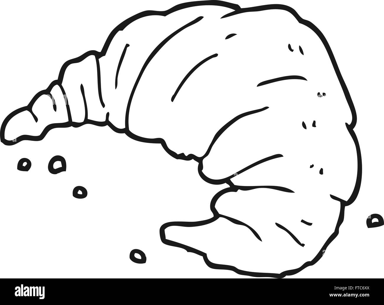 freehand drawn black and white cartoon croissant Stock Vector