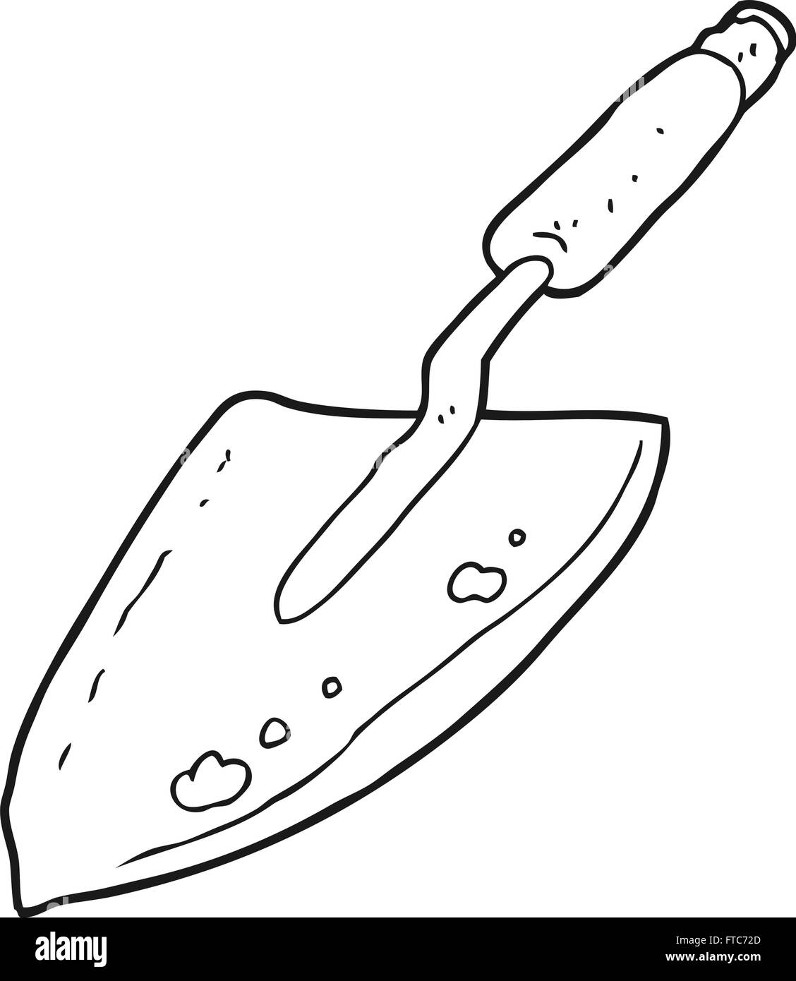 freehand drawn black and white cartoon garden trowel Stock Vector Image