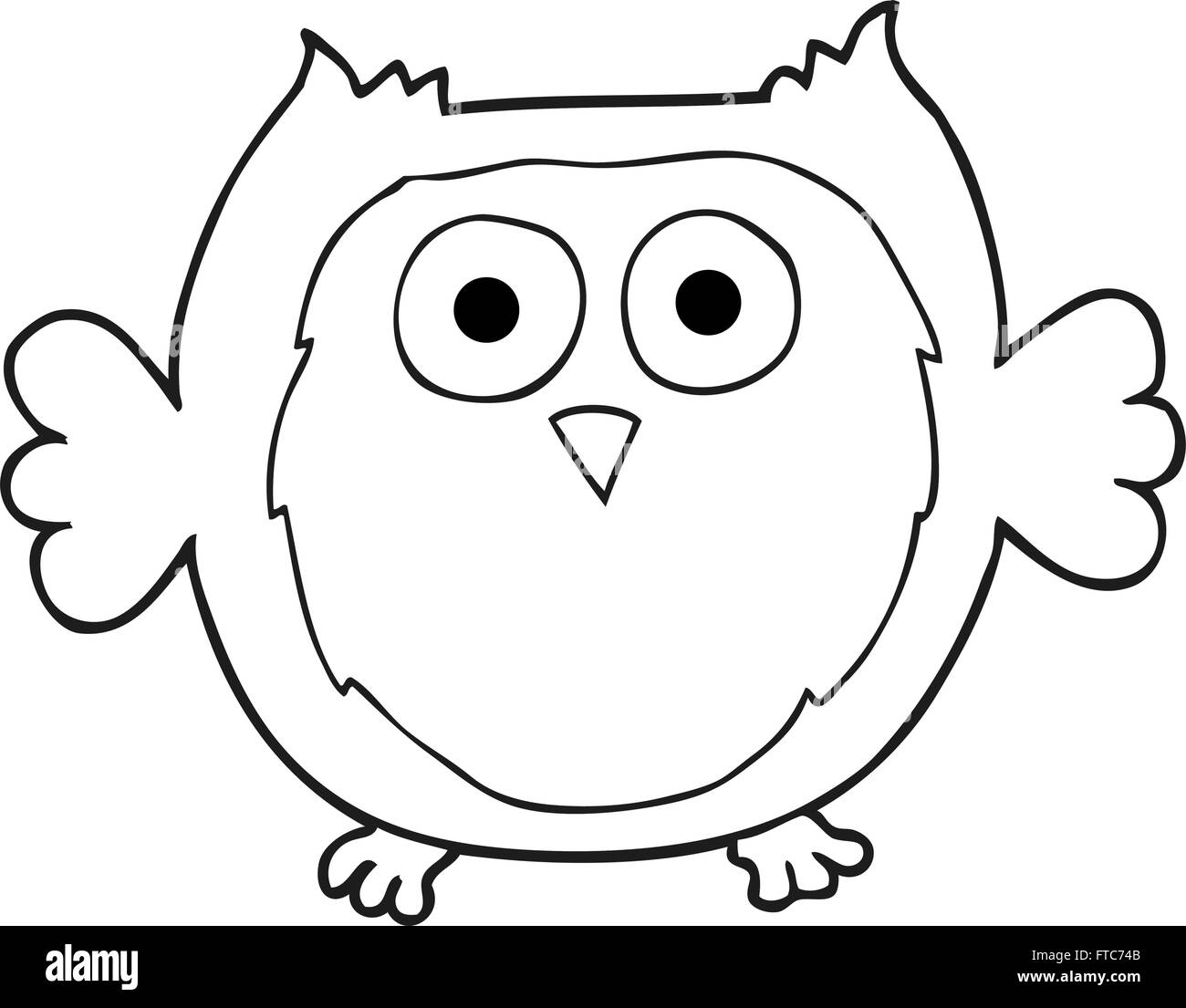 freehand drawn black and white cartoon owl Stock Vector Image & Art Alamy