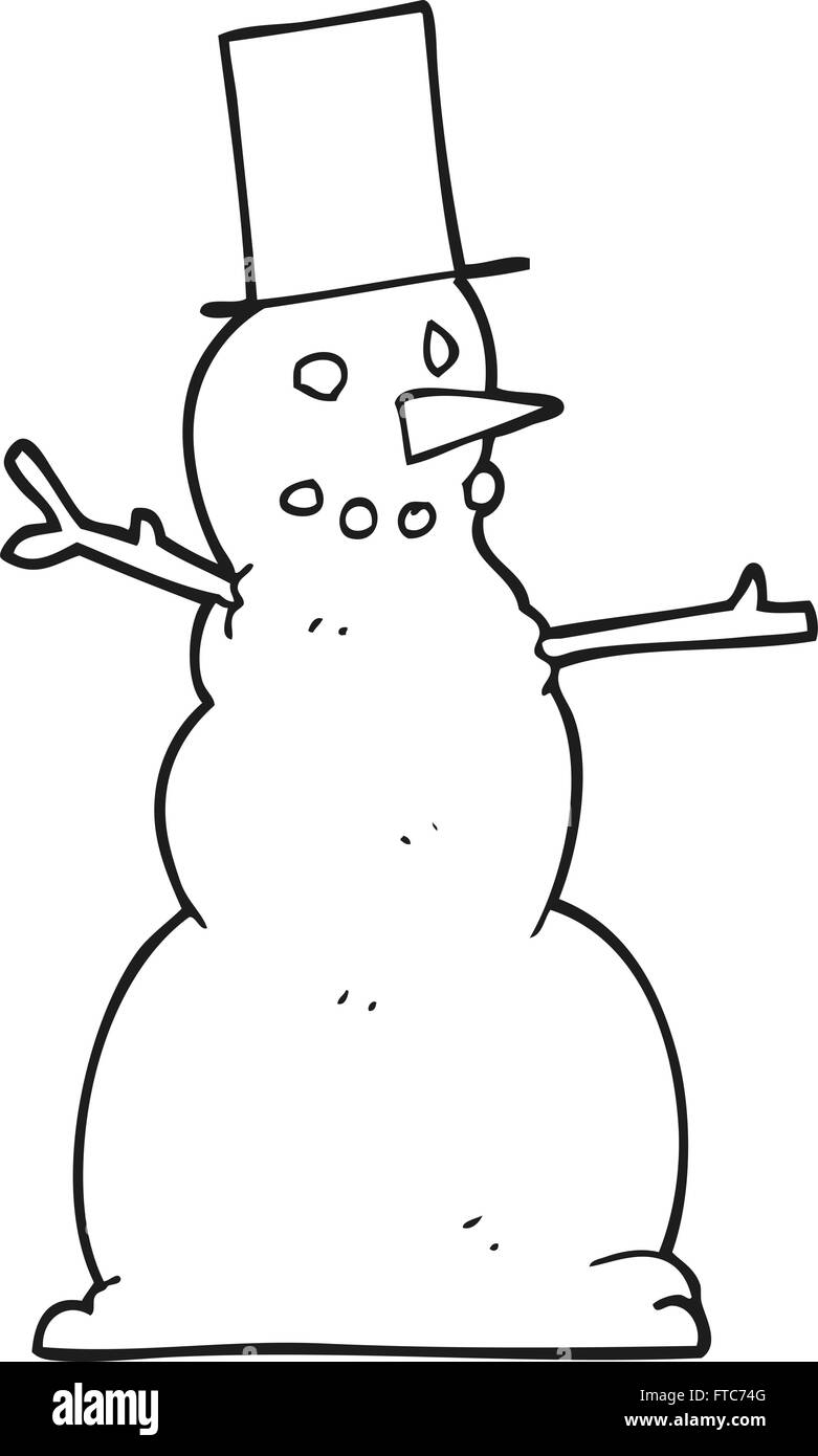 Freehand Drawn Black And White Cartoon Snowman Stock Vector Image Art Alamy